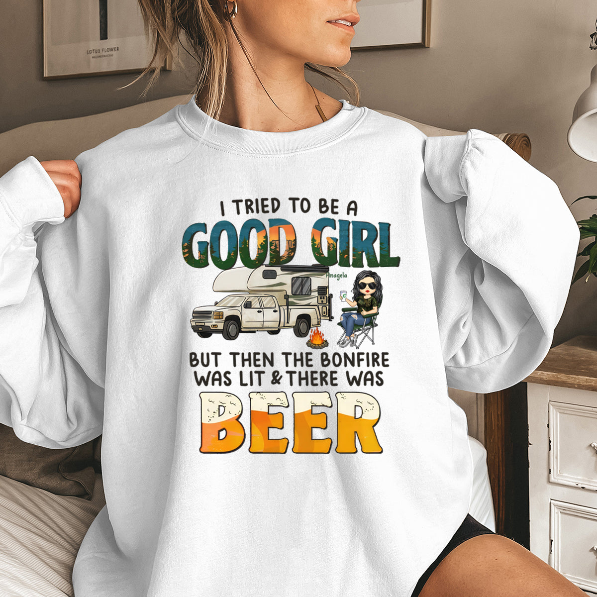 But Then There Was Beer - Personalized Sweatshirt - Gift For Bestie, Gift For Camping Lovers
