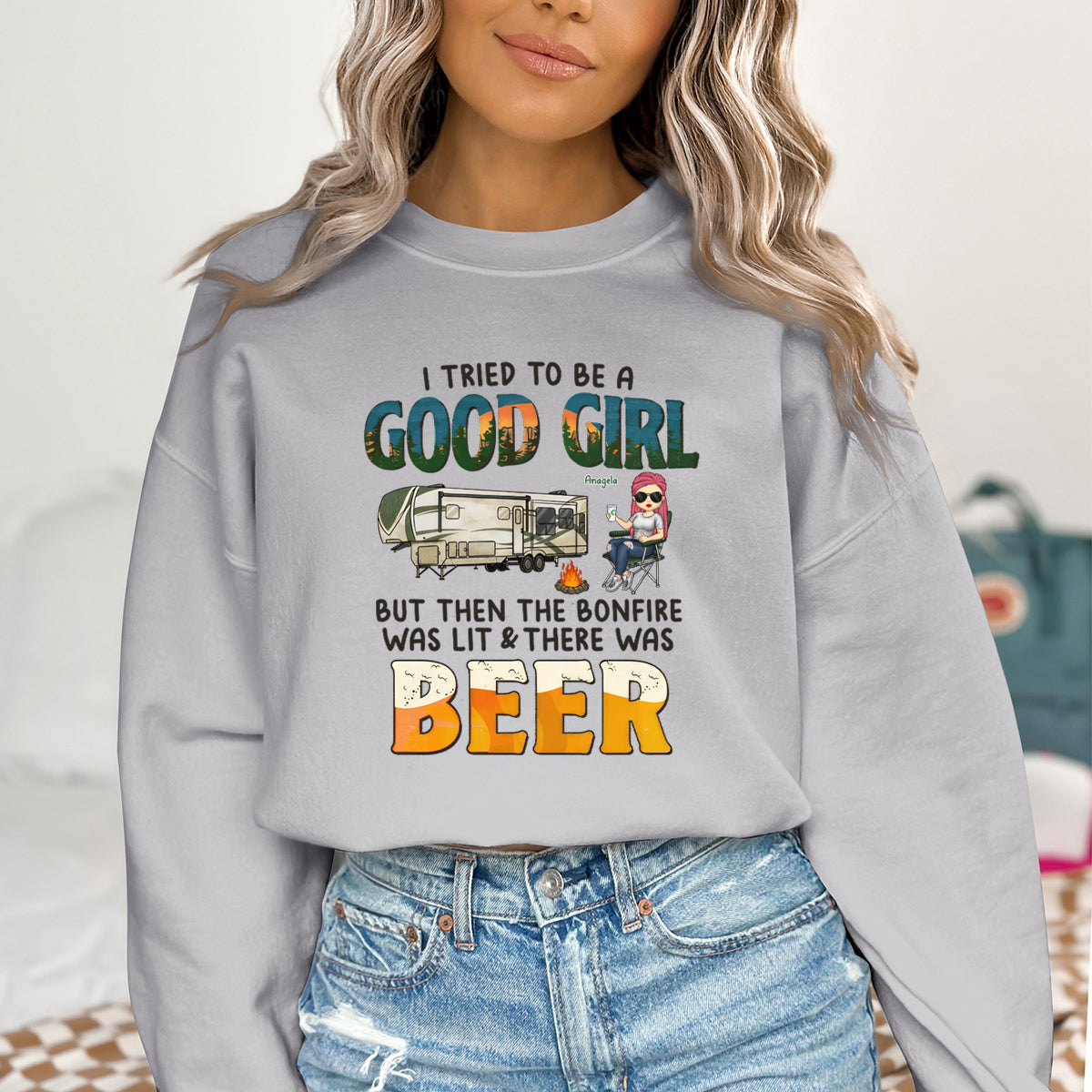But Then There Was Beer - Personalized Sweatshirt - Gift For Bestie, Gift For Camping Lovers