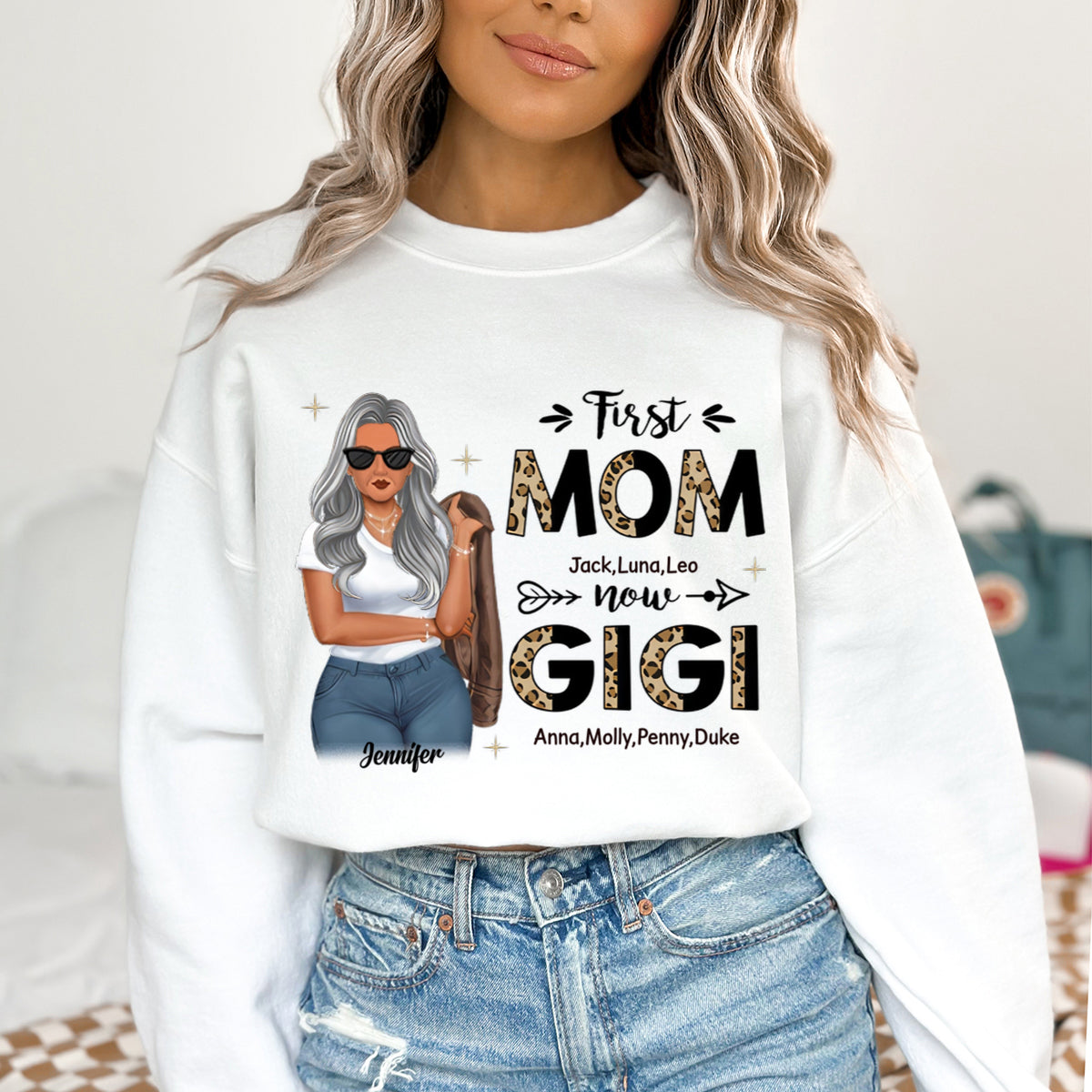 First Mom, Now Nana - Personalized Sweatshirt - Gift For Mom, Grandma