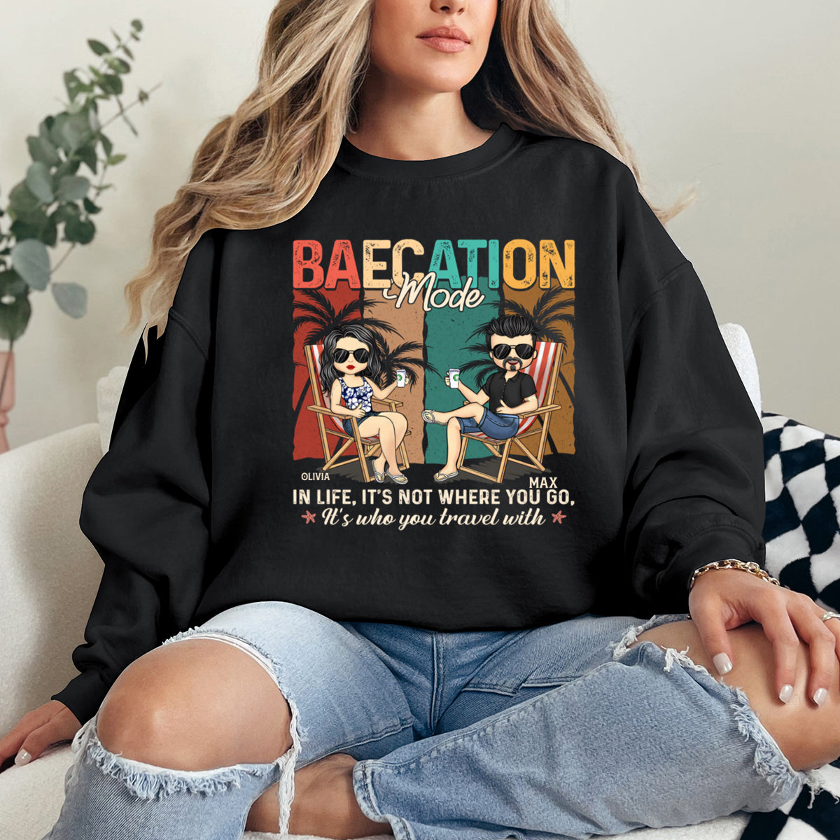 In Life, It's Not Where You Go, It's Who You Travel With - Personalized Sweatshirt - Gift For Couple,usband Wife, Anniversary, Engagement, Wedding, Marriage Gift