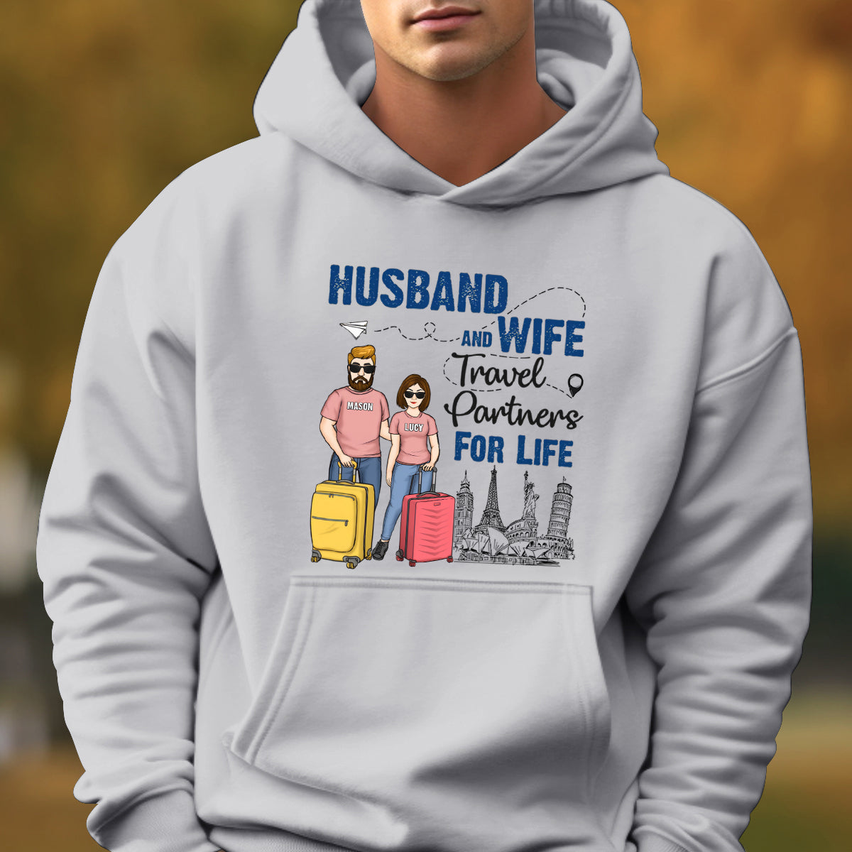 Husband And Wife Travel Partners - Personalized Hoodie - Gift For Couples, Husband Wife