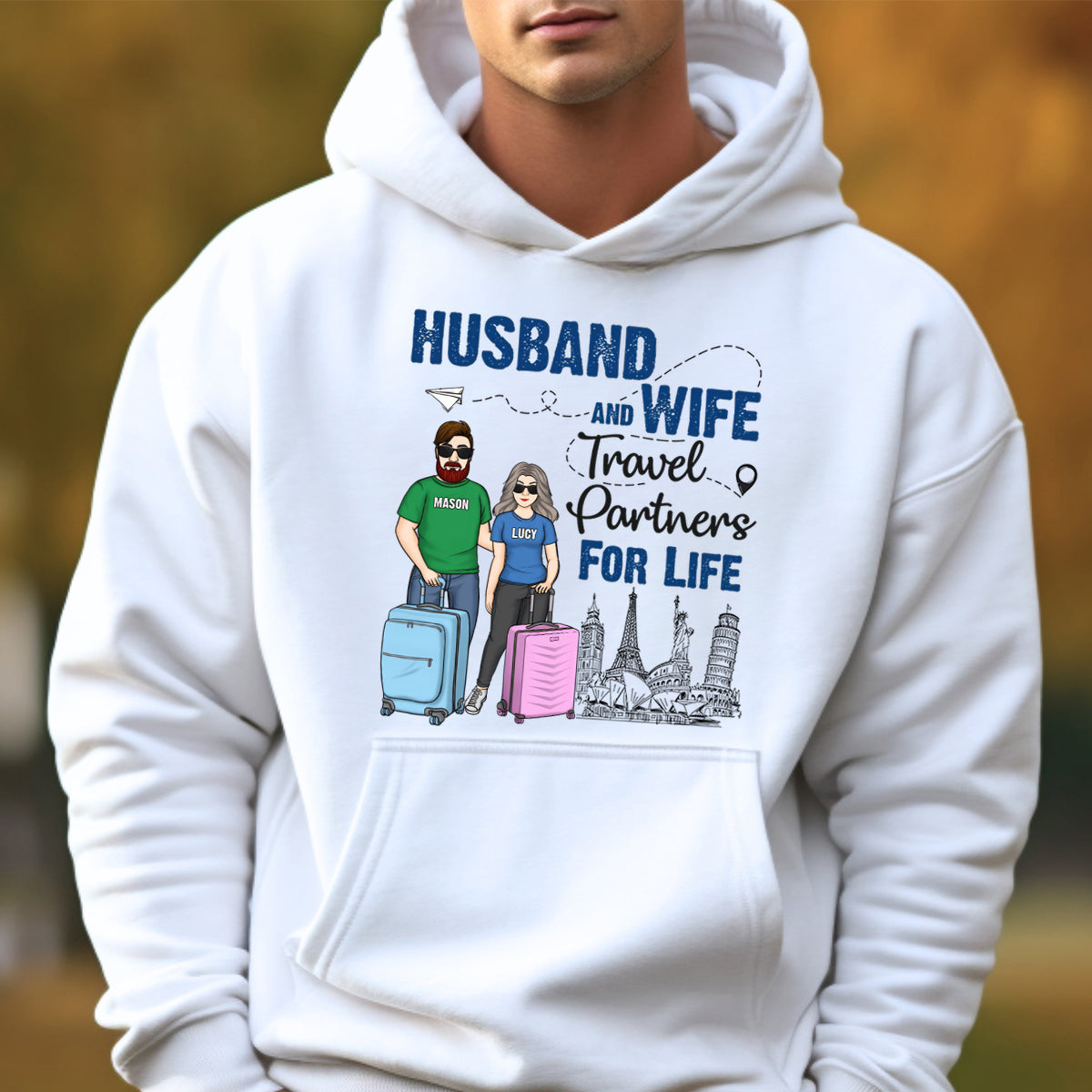 Husband And Wife Travel Partners - Personalized Hoodie - Gift For Couples, Husband Wife