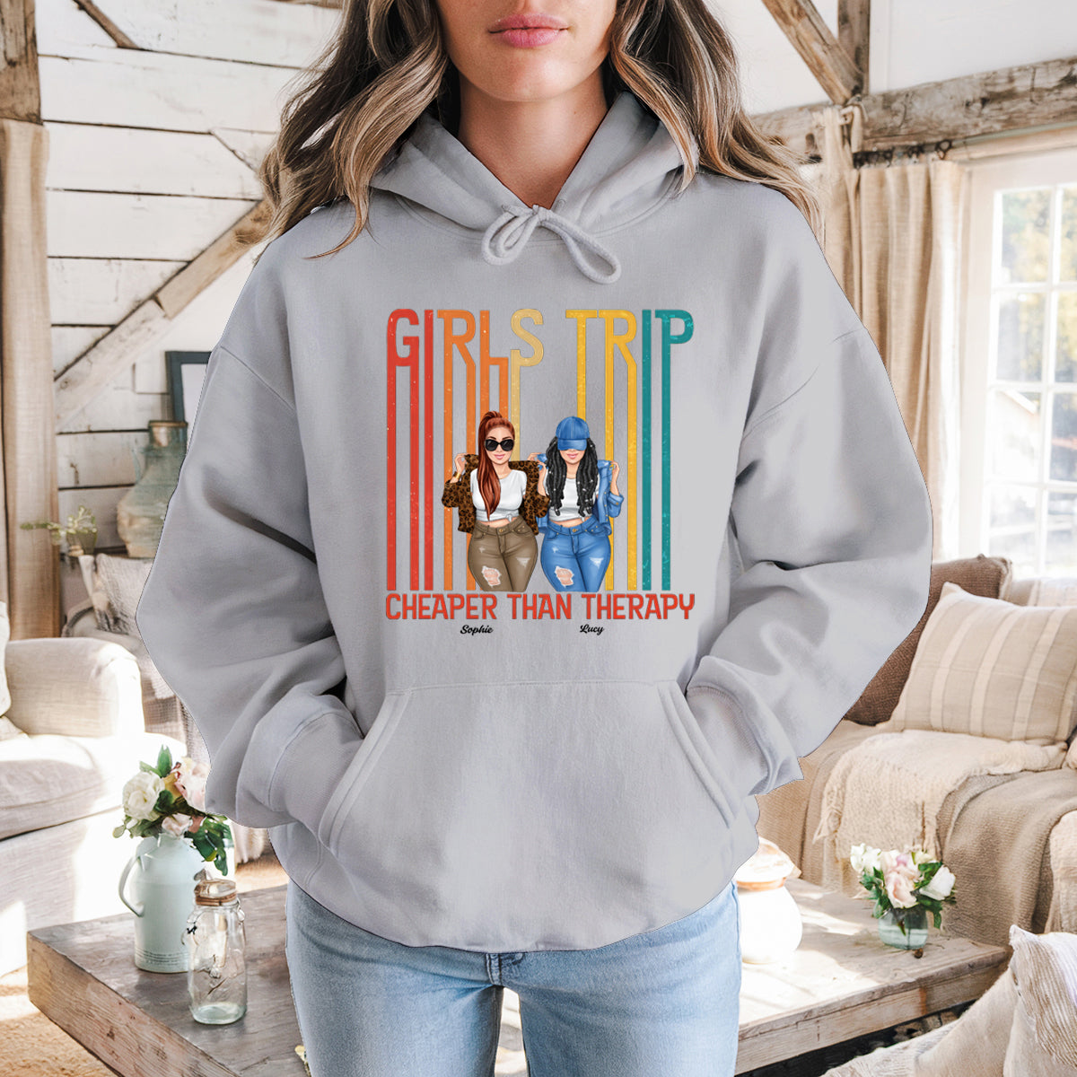 Let's Go Girls - Bestie Personalized Custom Hoodie - Summer Vacation, Gift For Bestie, BFF, Sisters