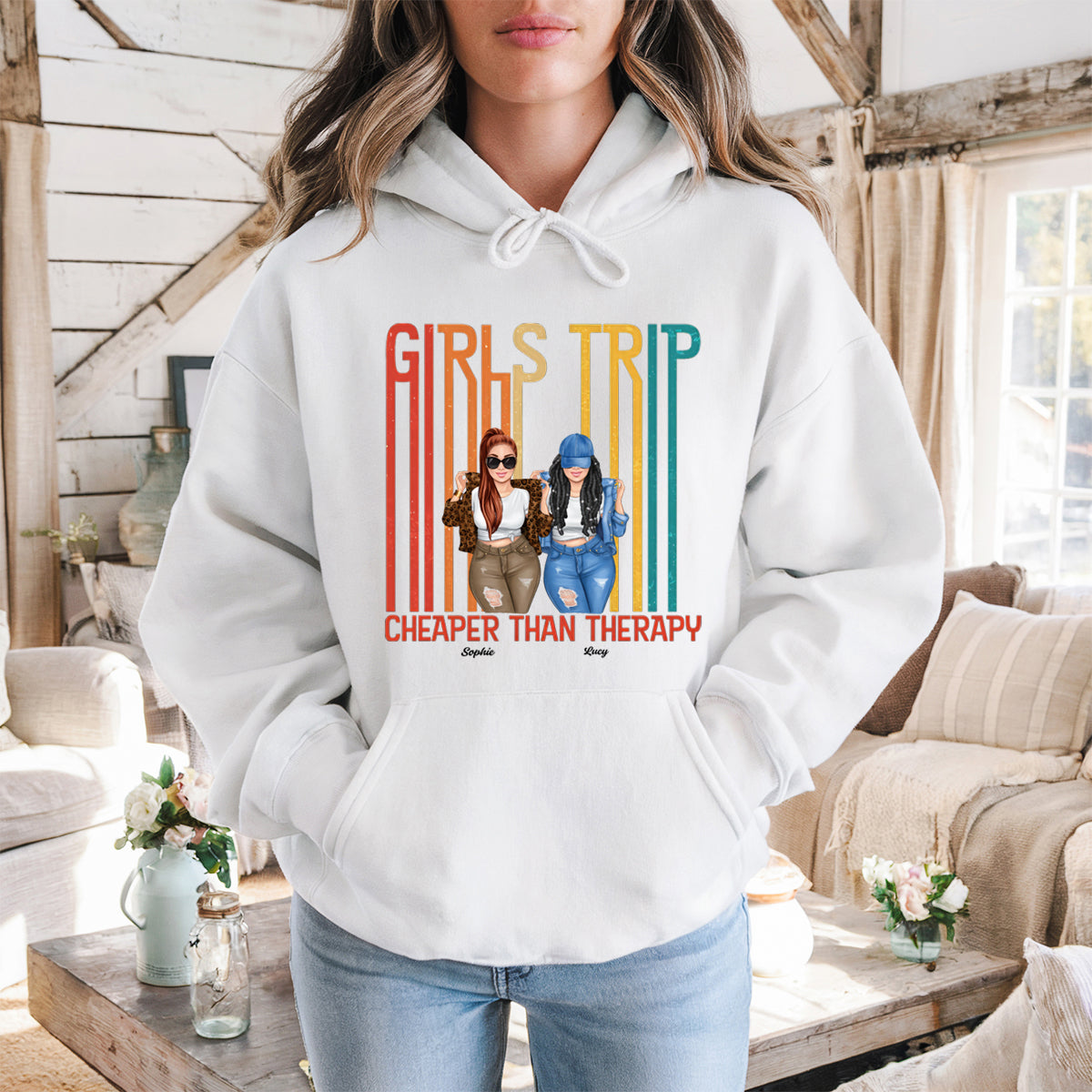Let's Go Girls - Bestie Personalized Custom Hoodie - Summer Vacation, Gift For Bestie, BFF, Sisters