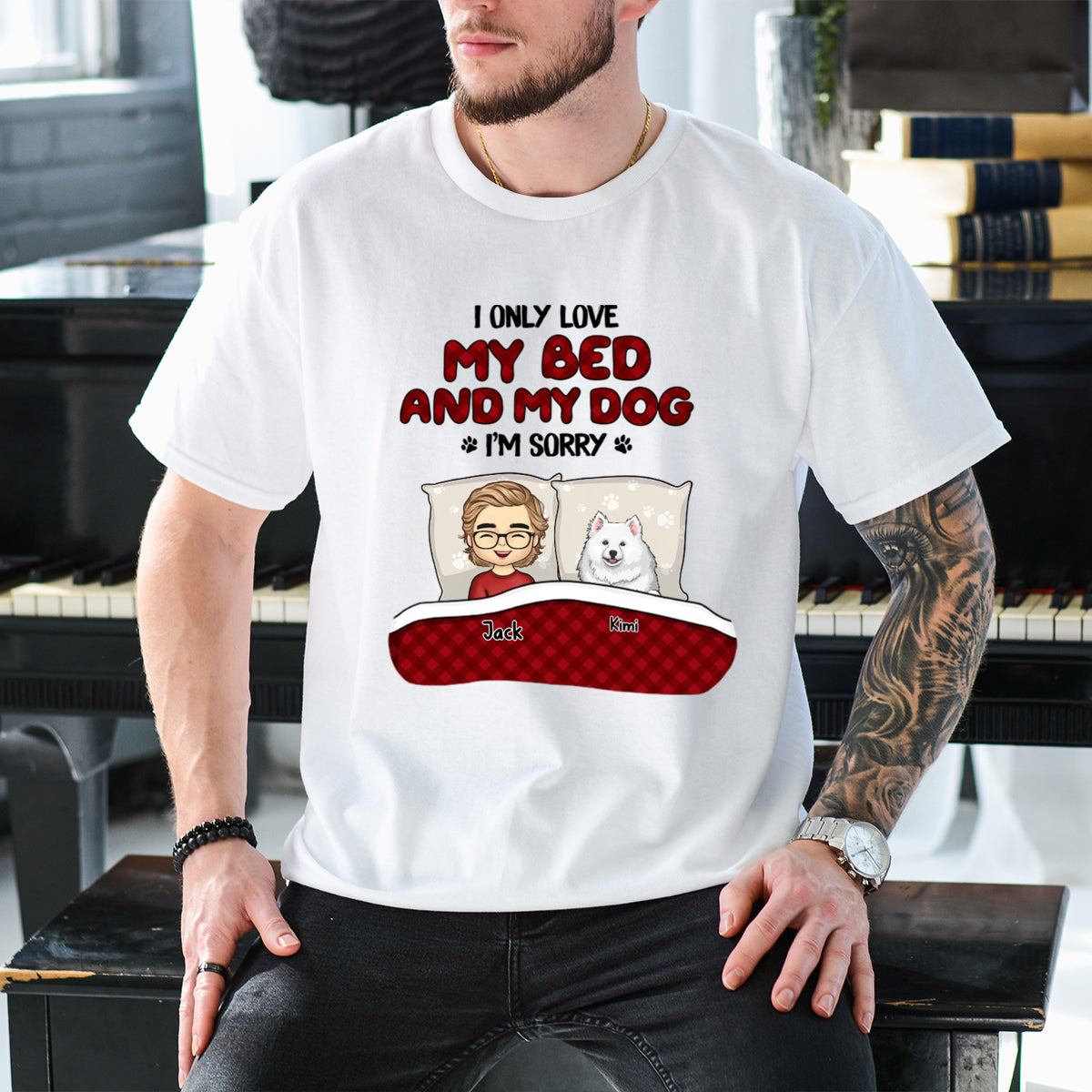 First They Steal My Heart Then They Steal My Bed - Dog & Cat Personalized Custom T-shirt - Gift For Pet Owners, Pet Lovers