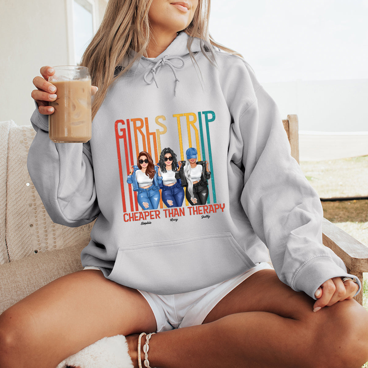 Let's Go Girls - Bestie Personalized Custom Hoodie - Summer Vacation, Gift For Bestie, BFF, Sisters