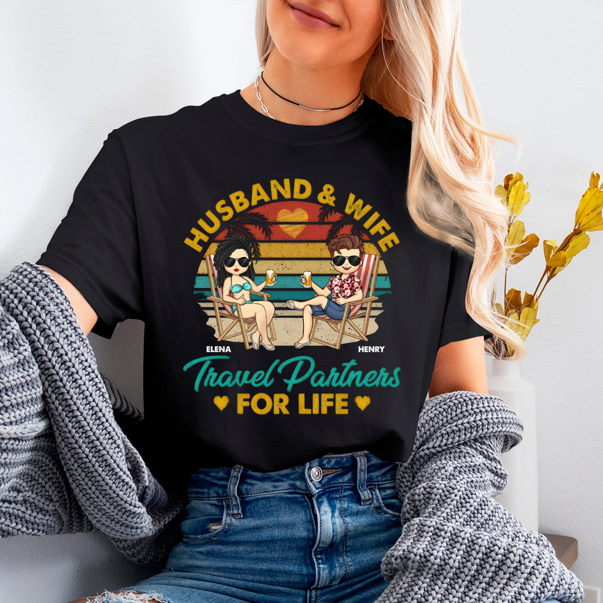 Travel Partners For Life - Couple Personalized Custom T-shirt - Gift For Husband Wife, Anniversary