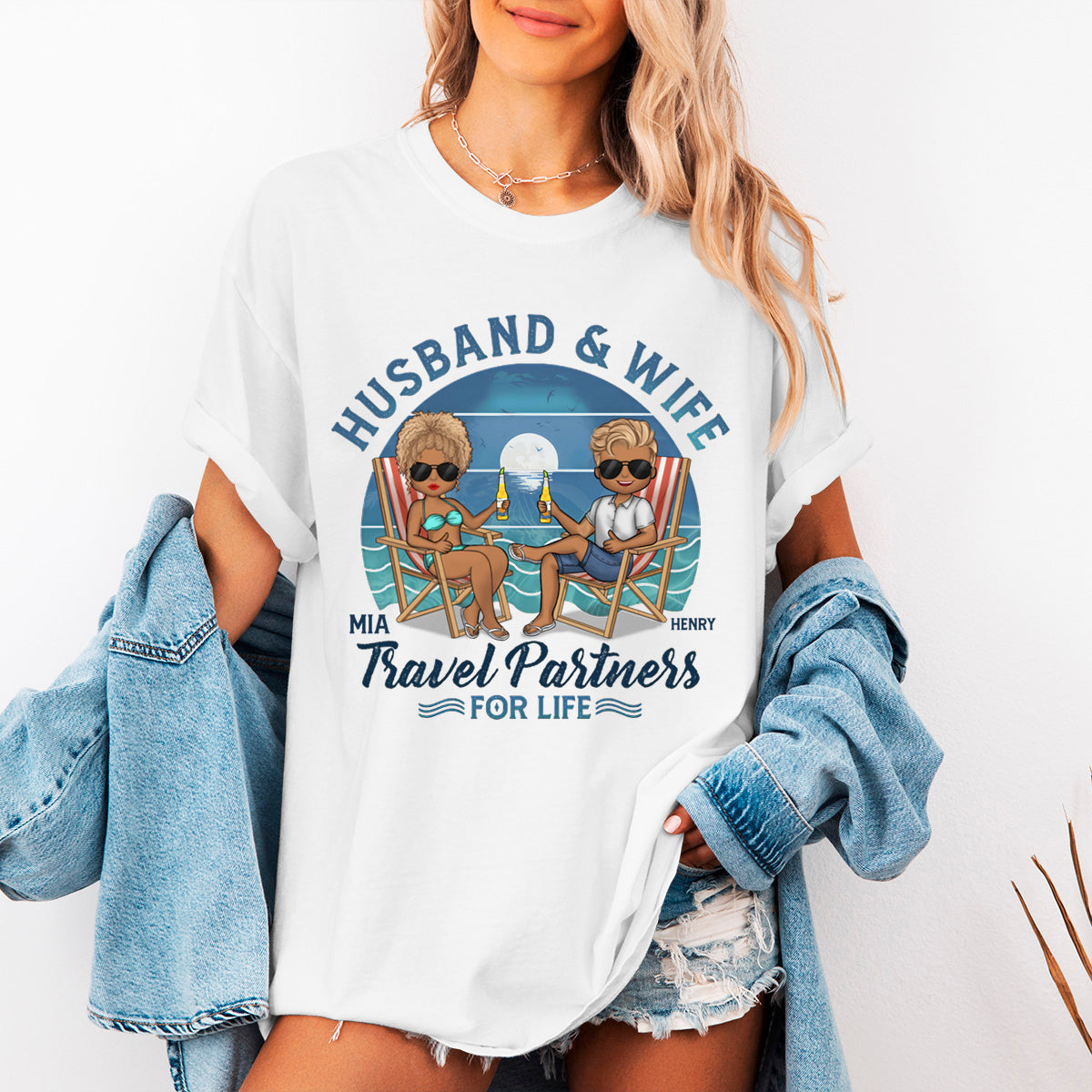 We're Travel Partners For Life - Couple Personalized Custom T-shirt - Gift For Husband Wife, Anniversary