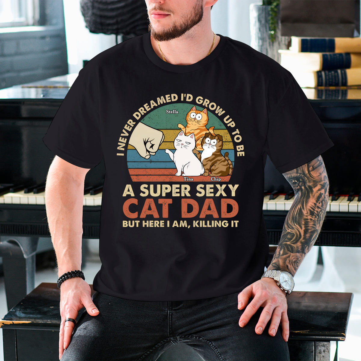 To Be A Super Sexy Cat Dad - Cat Personalized Custom T-shirt - Gift For Pet Owners, Pet Lovers