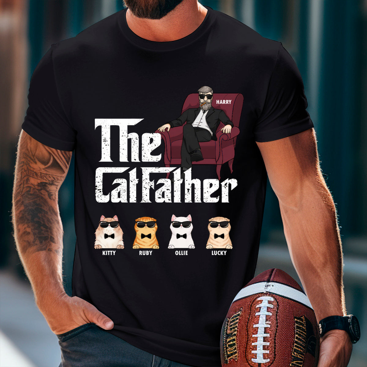 The Cat Father Cat Dad In Suit Cool Cats - Personalized T-shirt - Gift for Cat Dad