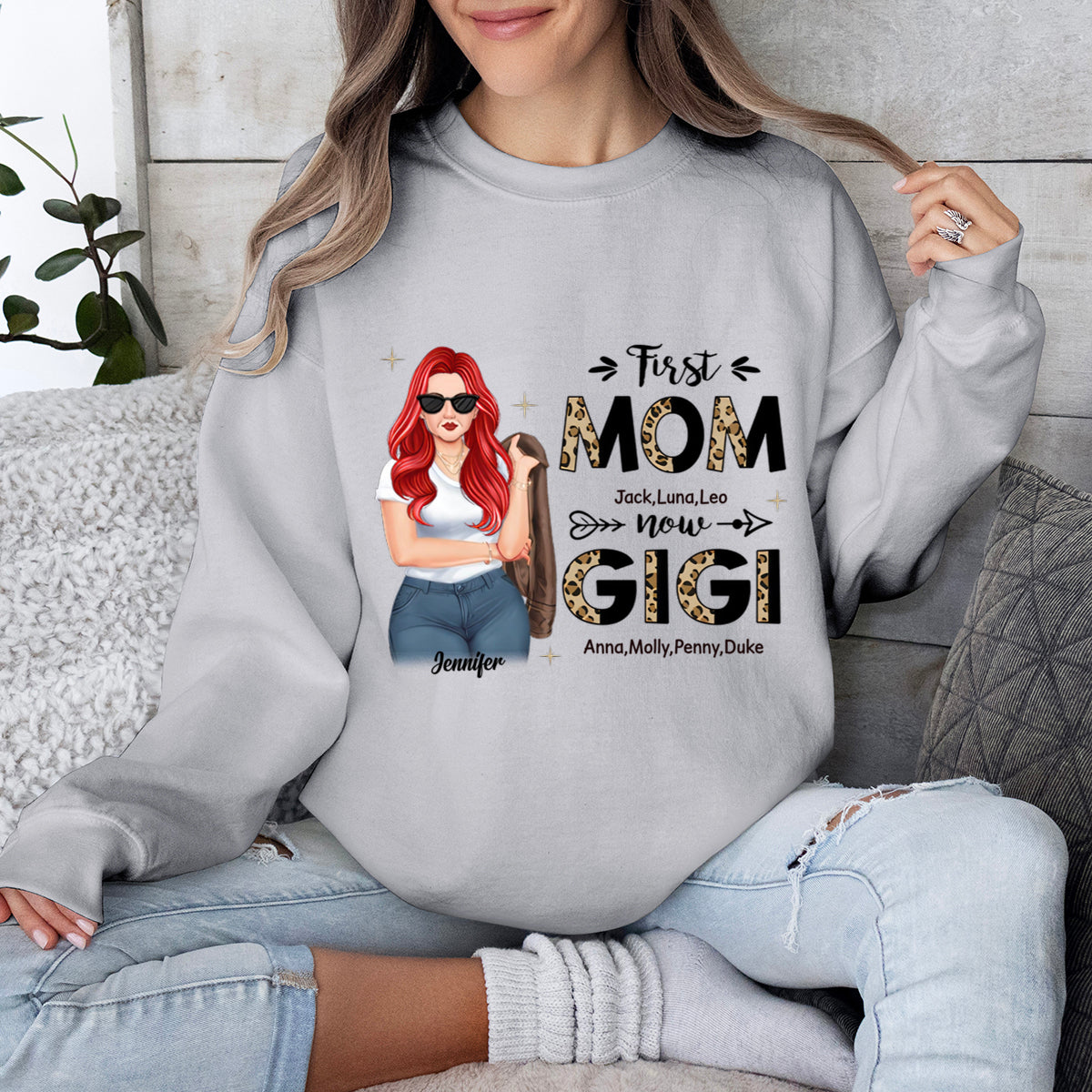 First Mom, Now Nana - Personalized Sweatshirt - Gift For Mom, Grandma