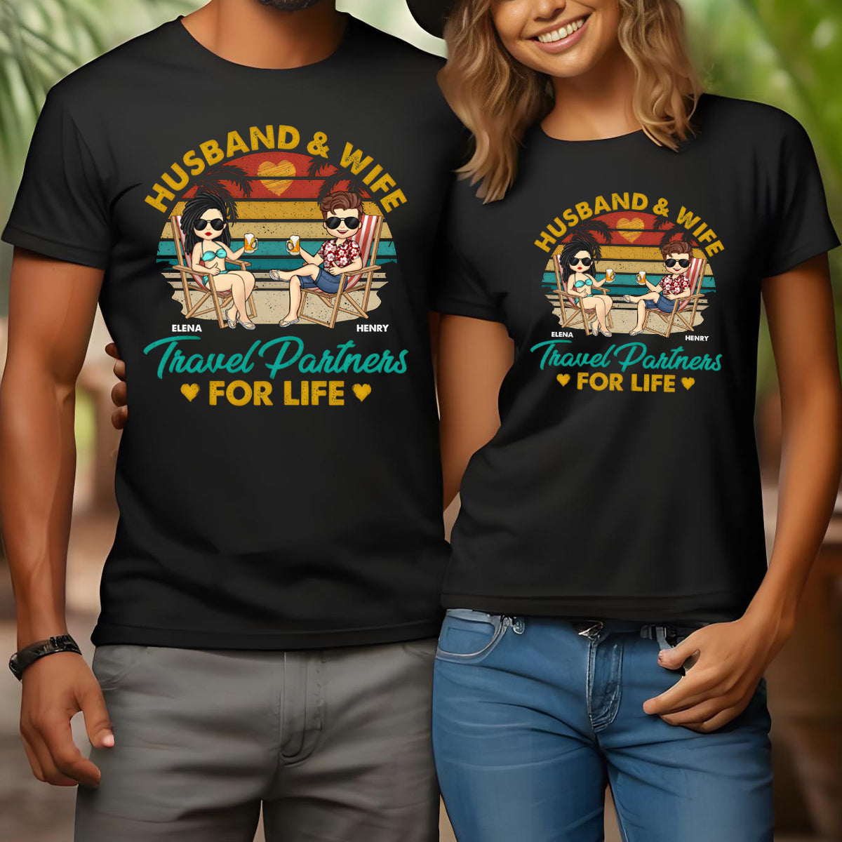 Travel Partners For Life - Couple Personalized Custom T-shirt - Gift For Husband Wife, Anniversary