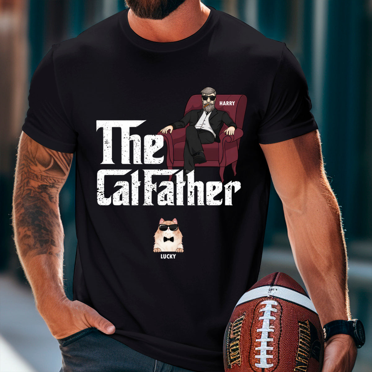 The Cat Father Cat Dad In Suit Cool Cats - Personalized T-shirt - Gift for Cat Dad