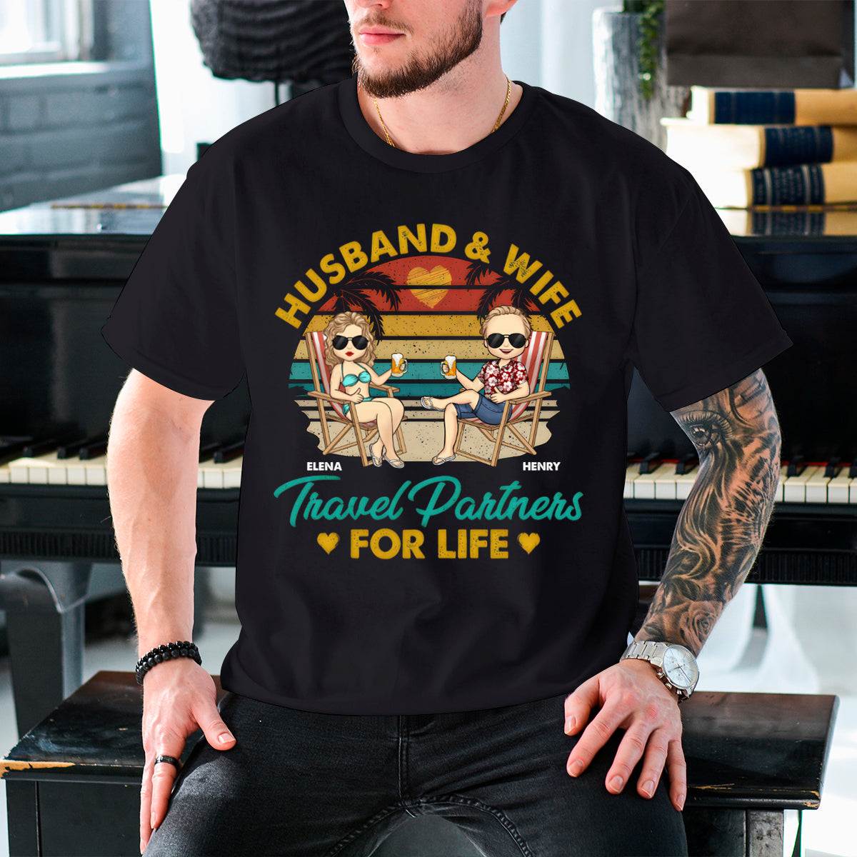 Travel Partners For Life - Couple Personalized Custom T-shirt - Gift For Husband Wife, Anniversary