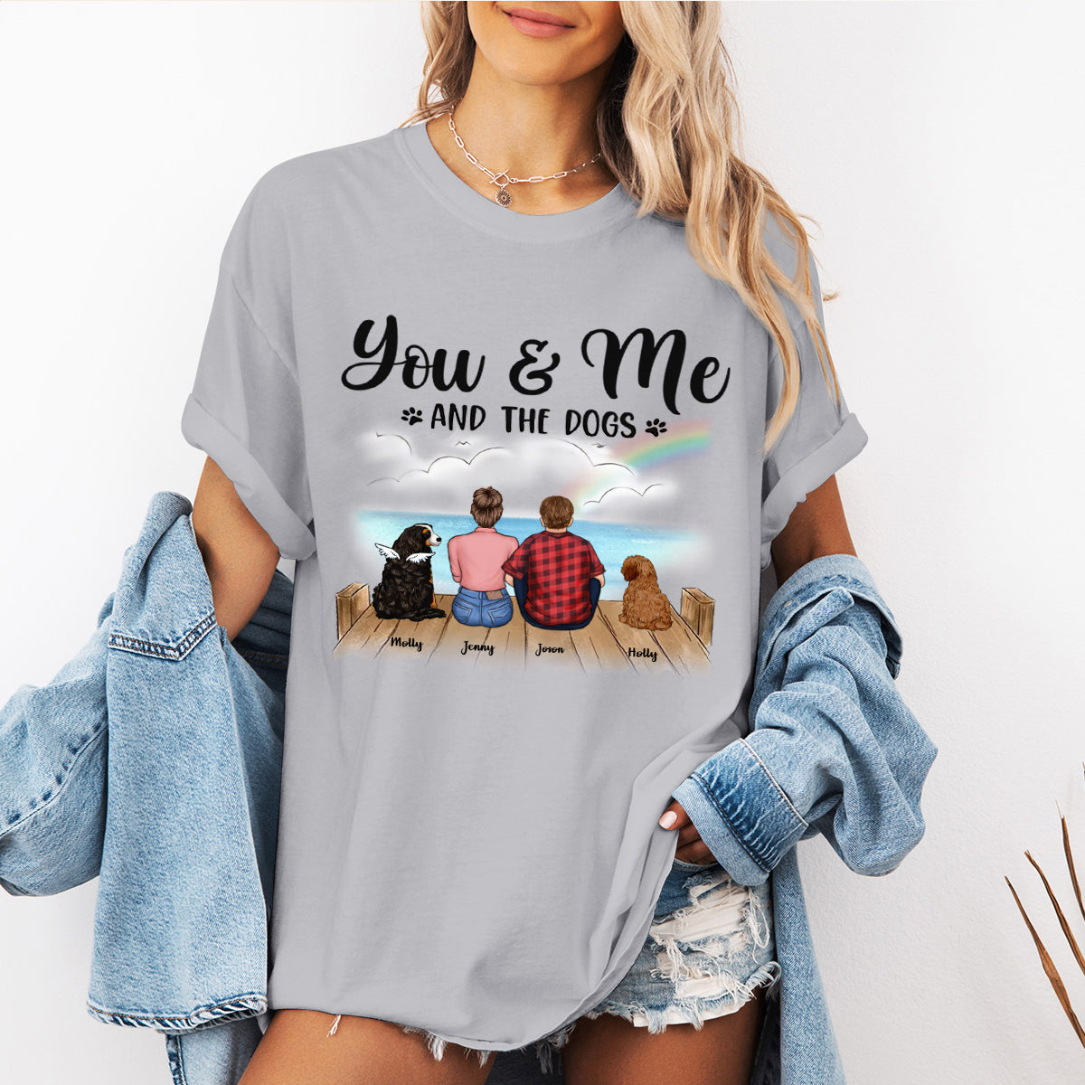 Just You & Me And Our Dogs - Personalized T-shirt - Gift For Couples, Husband Wife