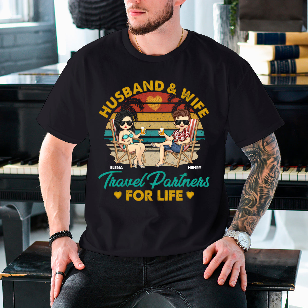 Travel Partners For Life - Couple Personalized Custom T-shirt - Gift For Husband Wife, Anniversary