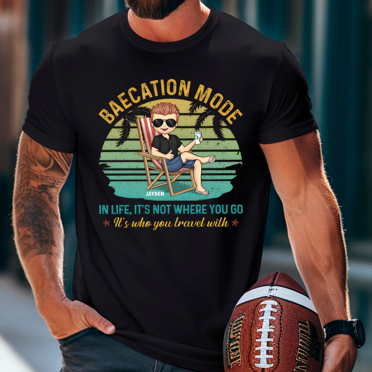 It's Not Where You Go, It's Who You Travel With - Personalized Matching Couple T-Shirt - Gift For Couple, Husband Wife, Anniversary, Engagement, Wedding, Marriage Gift
