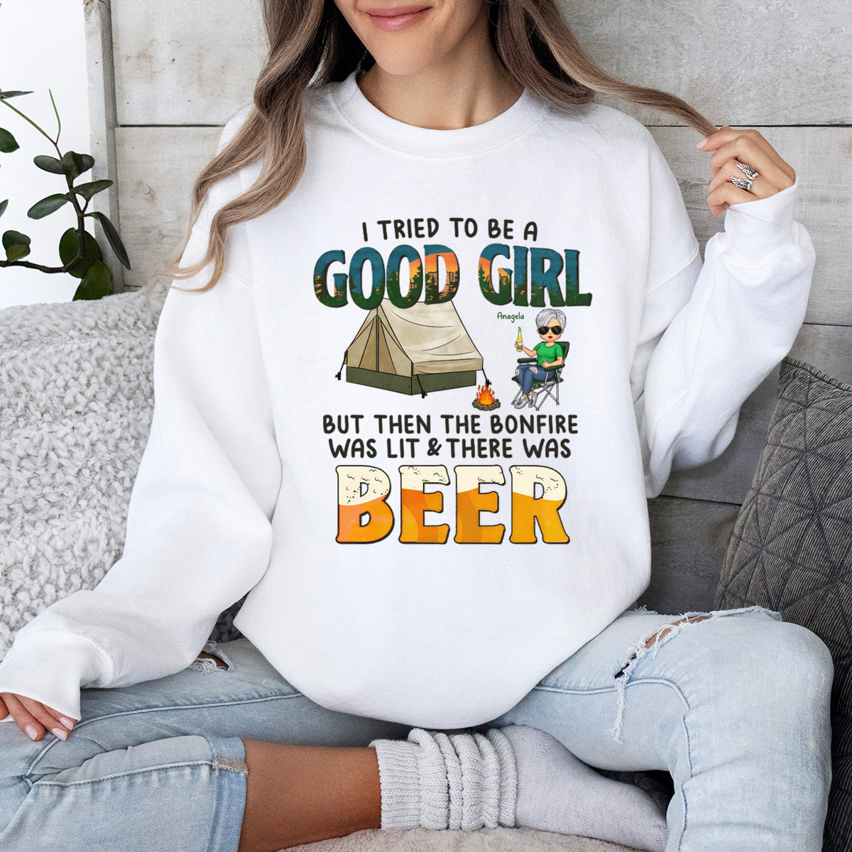 But Then There Was Beer - Personalized Sweatshirt - Gift For Bestie, Gift For Camping Lovers