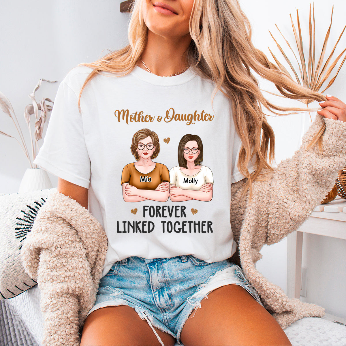 Happiness Is Mother And Daughter Time - Personalized T-shirt - Gift for Mom