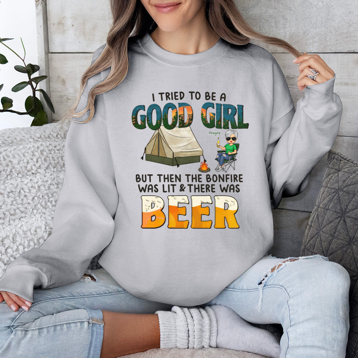 But Then There Was Beer - Personalized Sweatshirt - Gift For Bestie, Gift For Camping Lovers