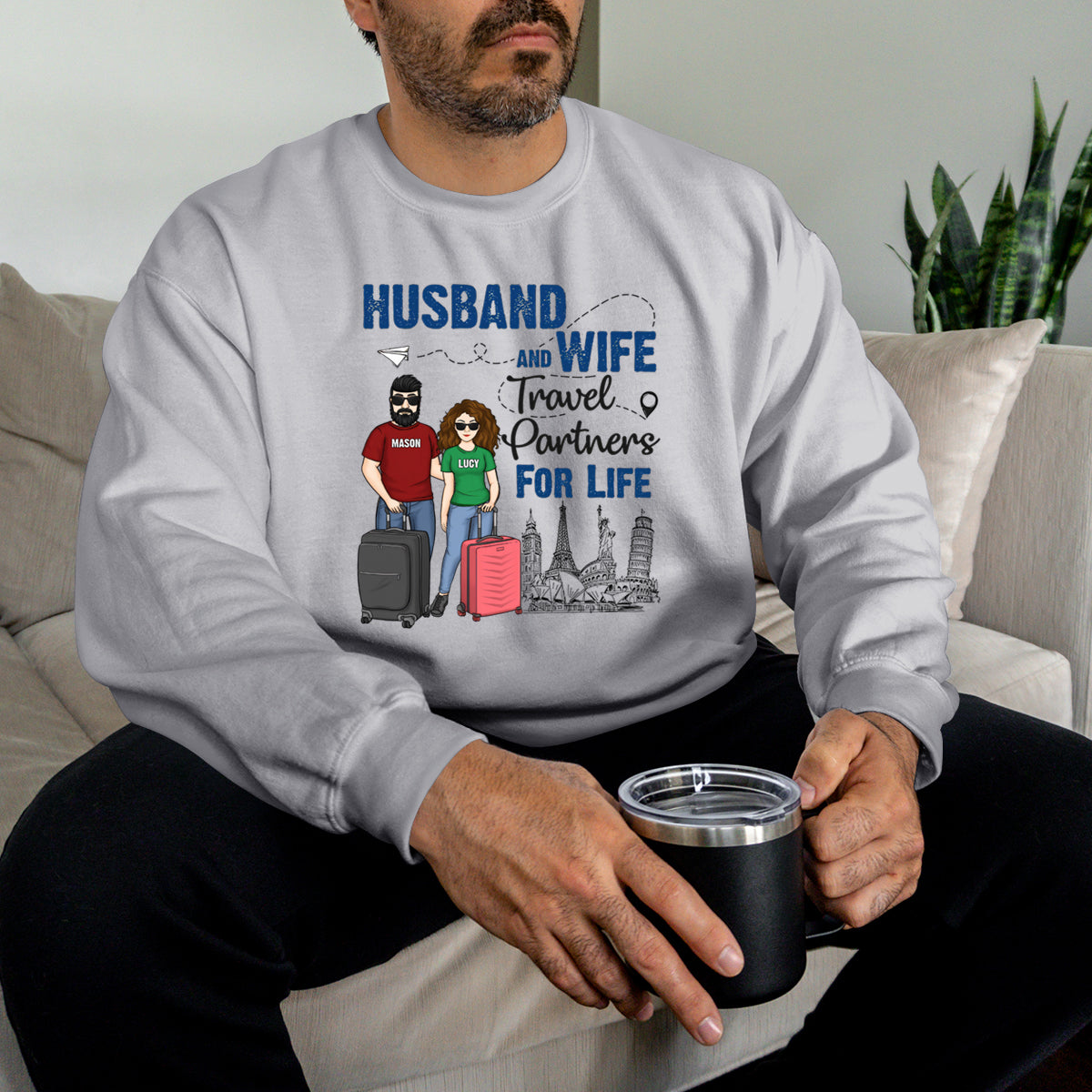 Husband And Wife Travel Partners - Personalized Sweatshirt - Gift For Couples, Husband Wife