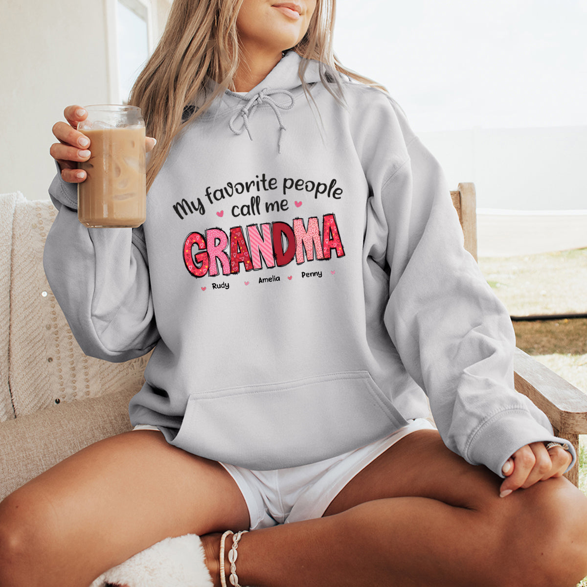 My Favorite People Call Me Grandma - Family Personalized Custom Hoodie- Gift For Mom, Grandma