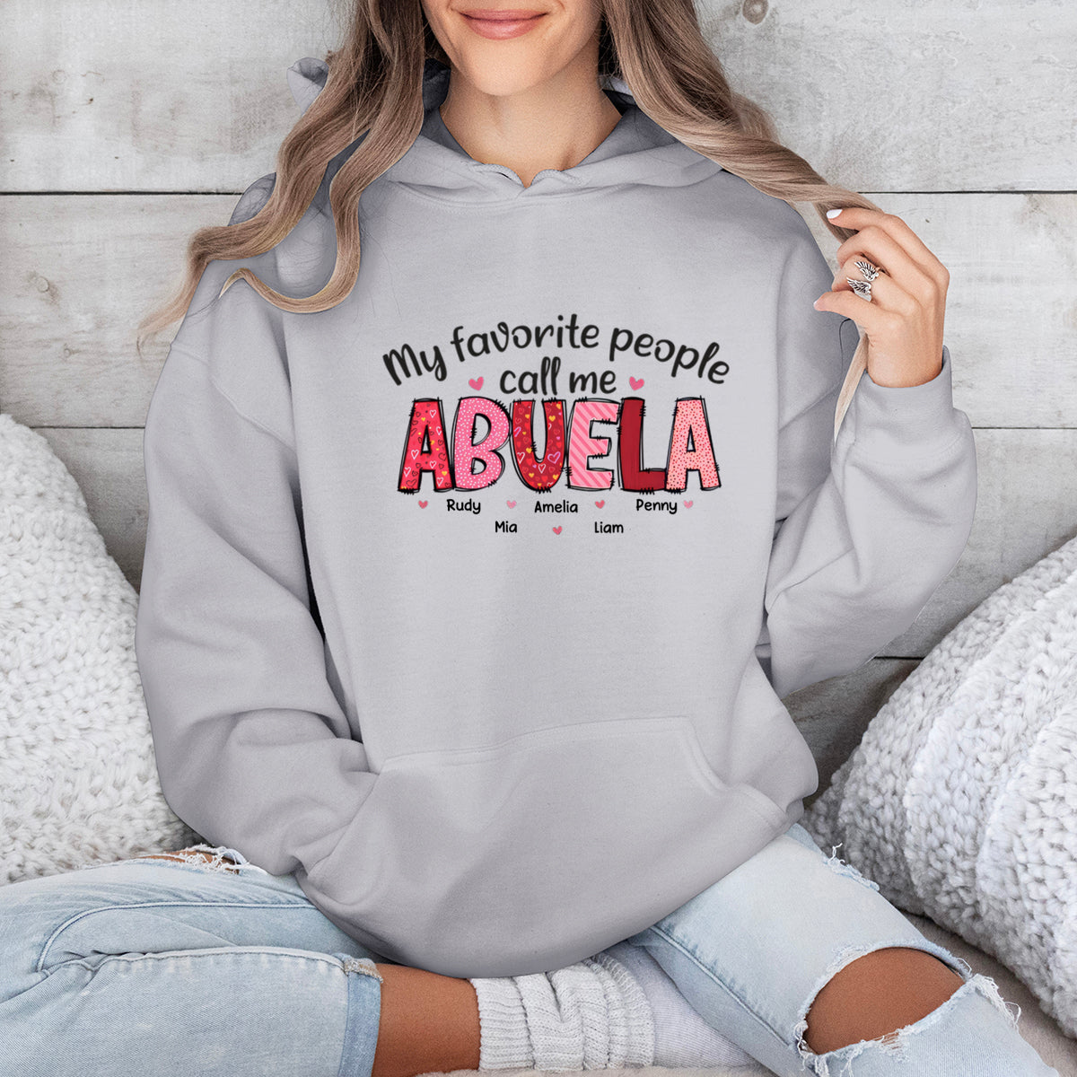 My Favorite People Call Me Grandma - Family Personalized Custom Hoodie- Gift For Mom, Grandma