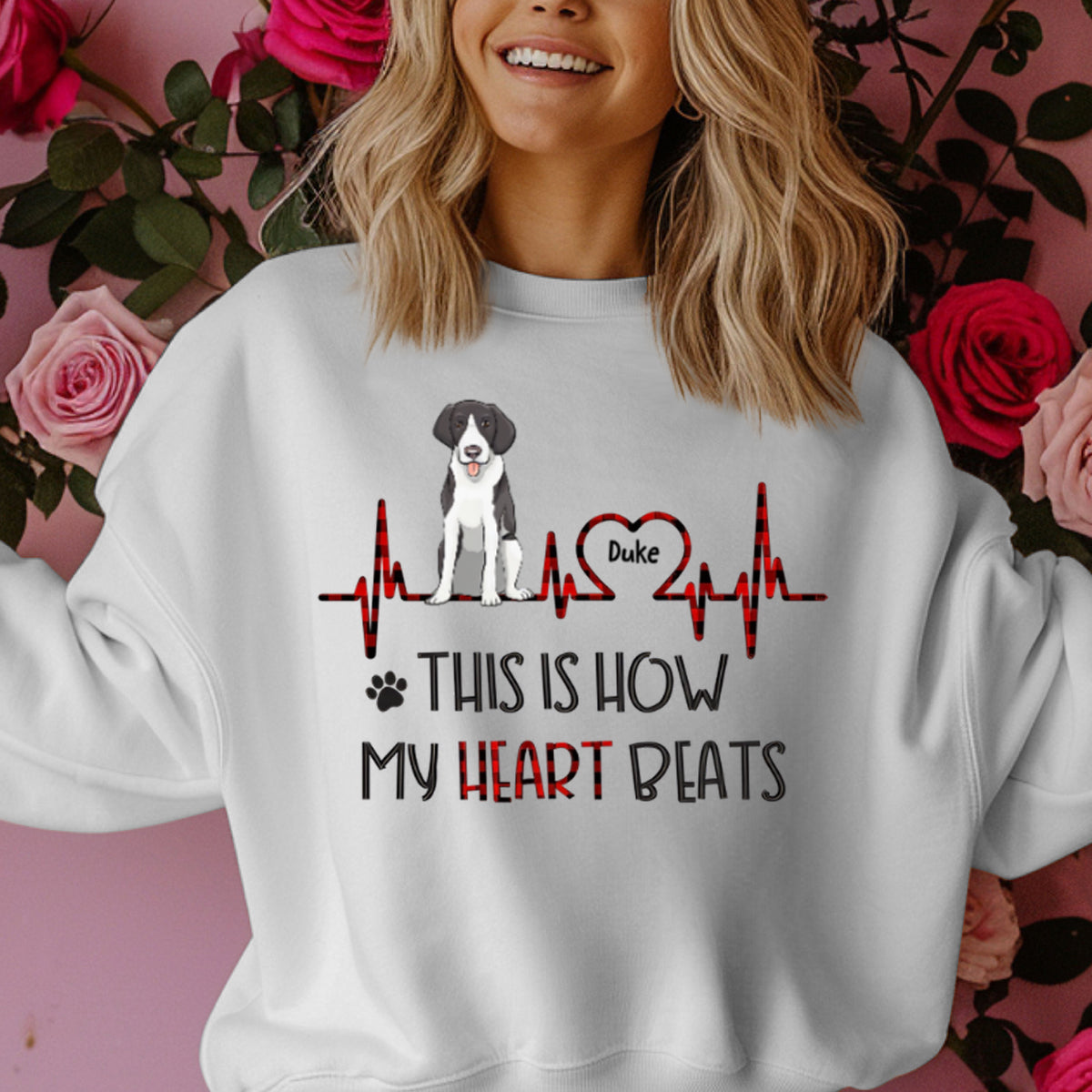 This Is How My Heart Beats Personalized Sweatshirt - Gift For Dog Lovers