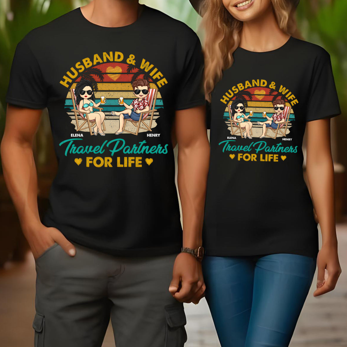 Travel Partners For Life - Couple Personalized Custom T-shirt - Gift For Husband Wife, Anniversary