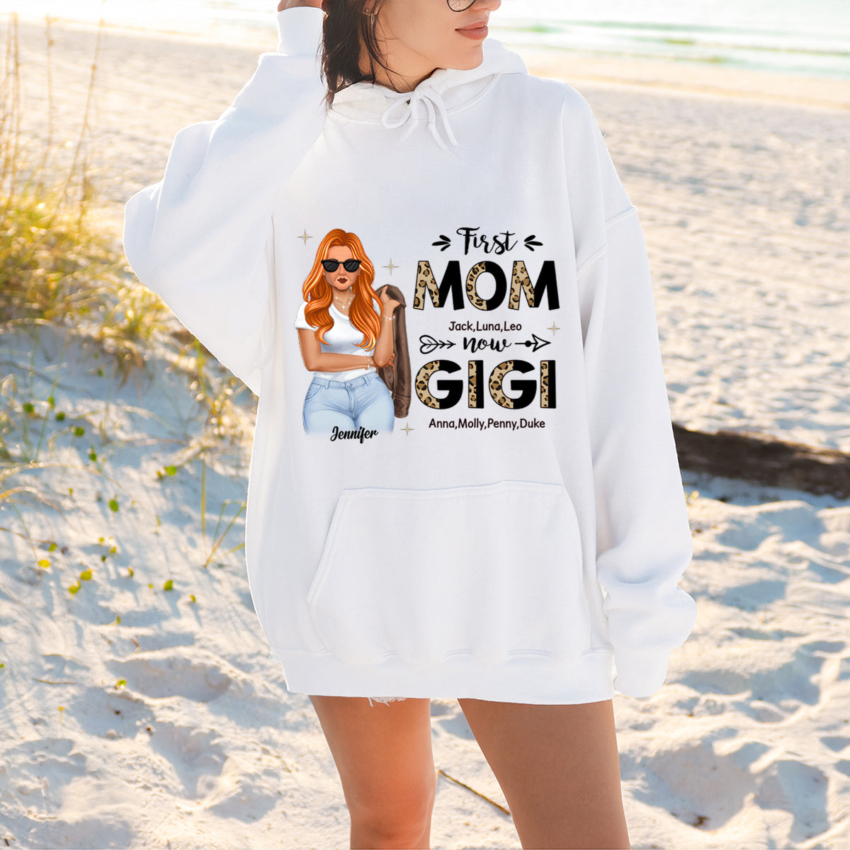 First Mom, Now Nana - Personalized Sweatshirt - Gift For Mom, Grandma