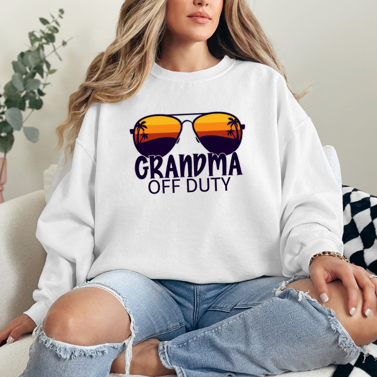 Grandpa Off Duty - Family Personalized Custom Unisex Sweatshirt - Gift For Family Members