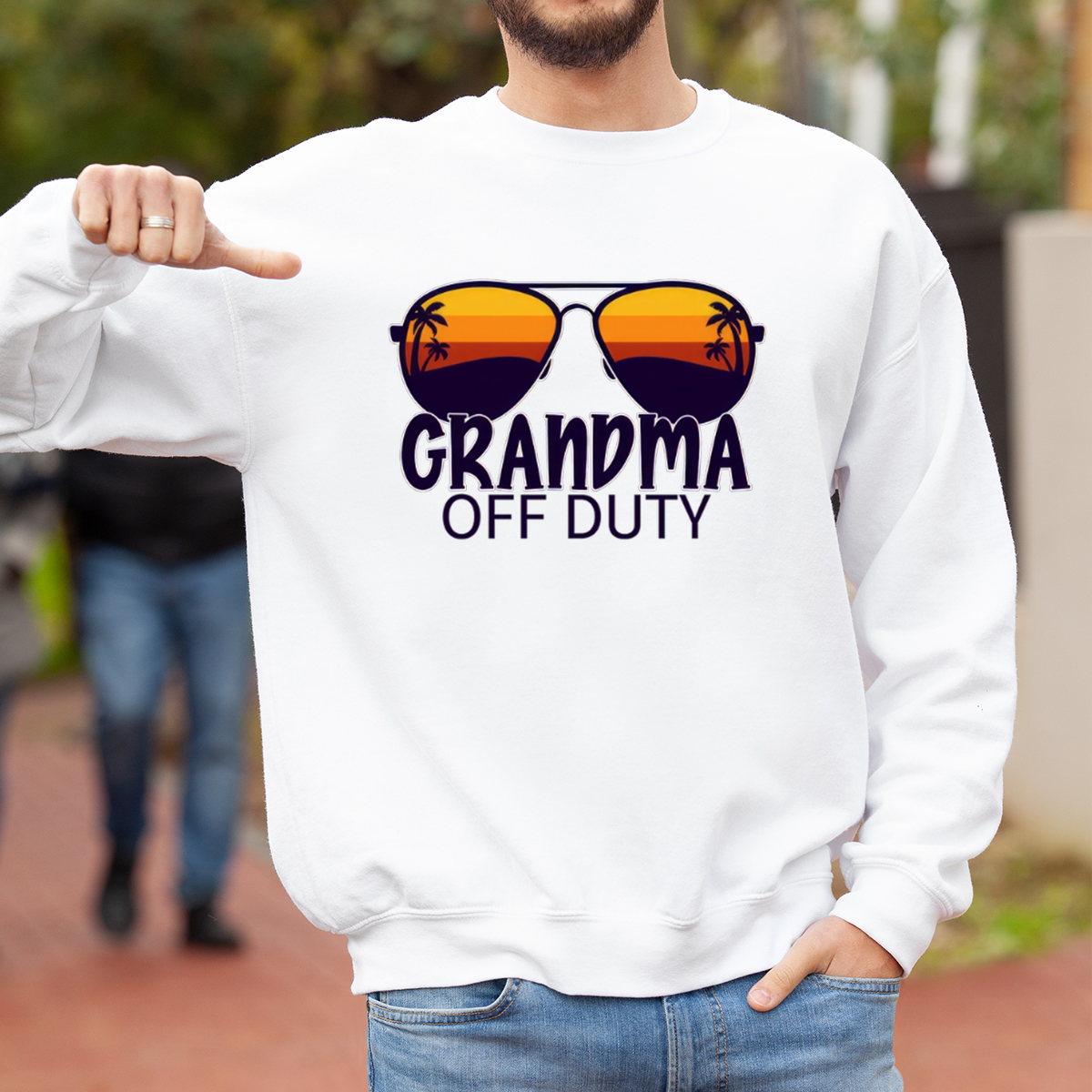 Grandpa Off Duty - Family Personalized Custom Unisex Sweatshirt - Gift For Family Members