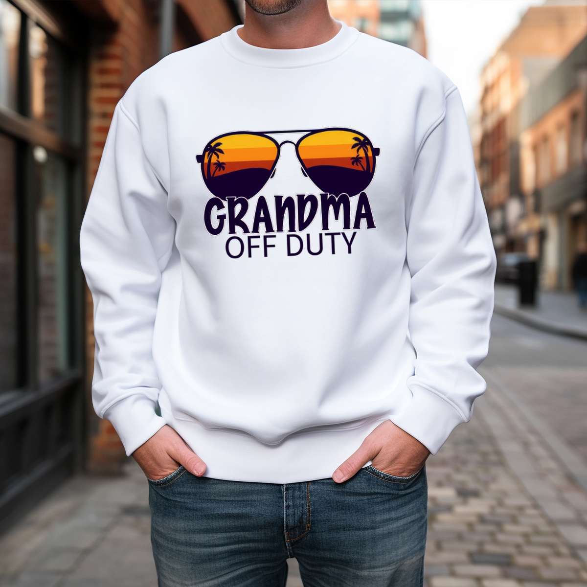 Grandpa Off Duty - Family Personalized Custom Unisex Sweatshirt - Gift For Family Members