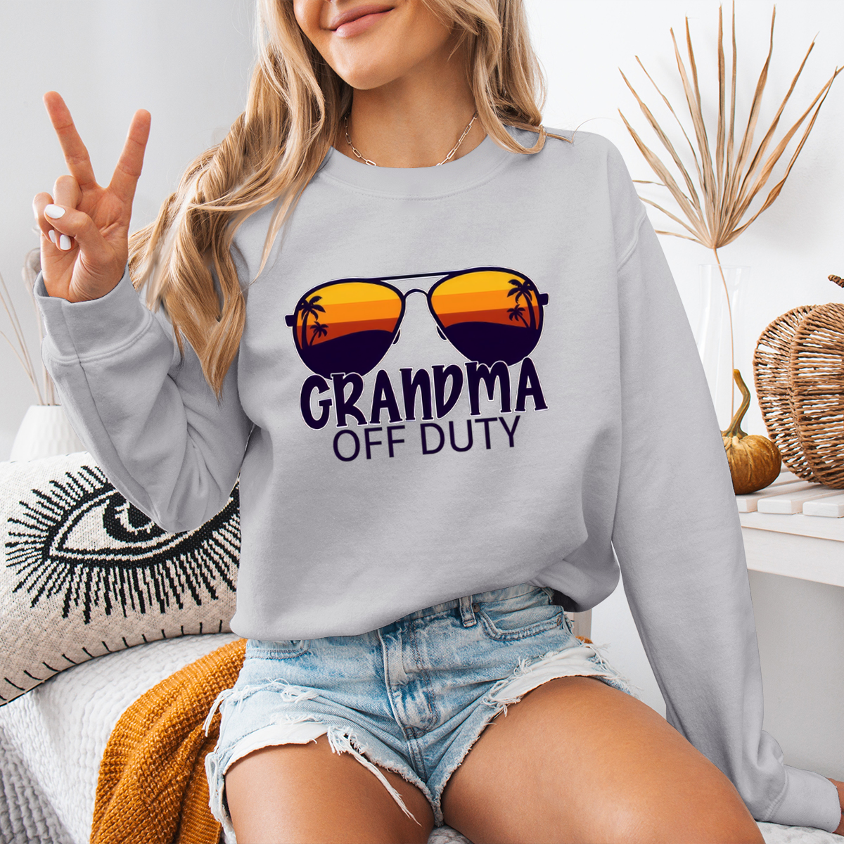 Grandpa Off Duty - Family Personalized Custom Unisex Sweatshirt - Gift For Family Members