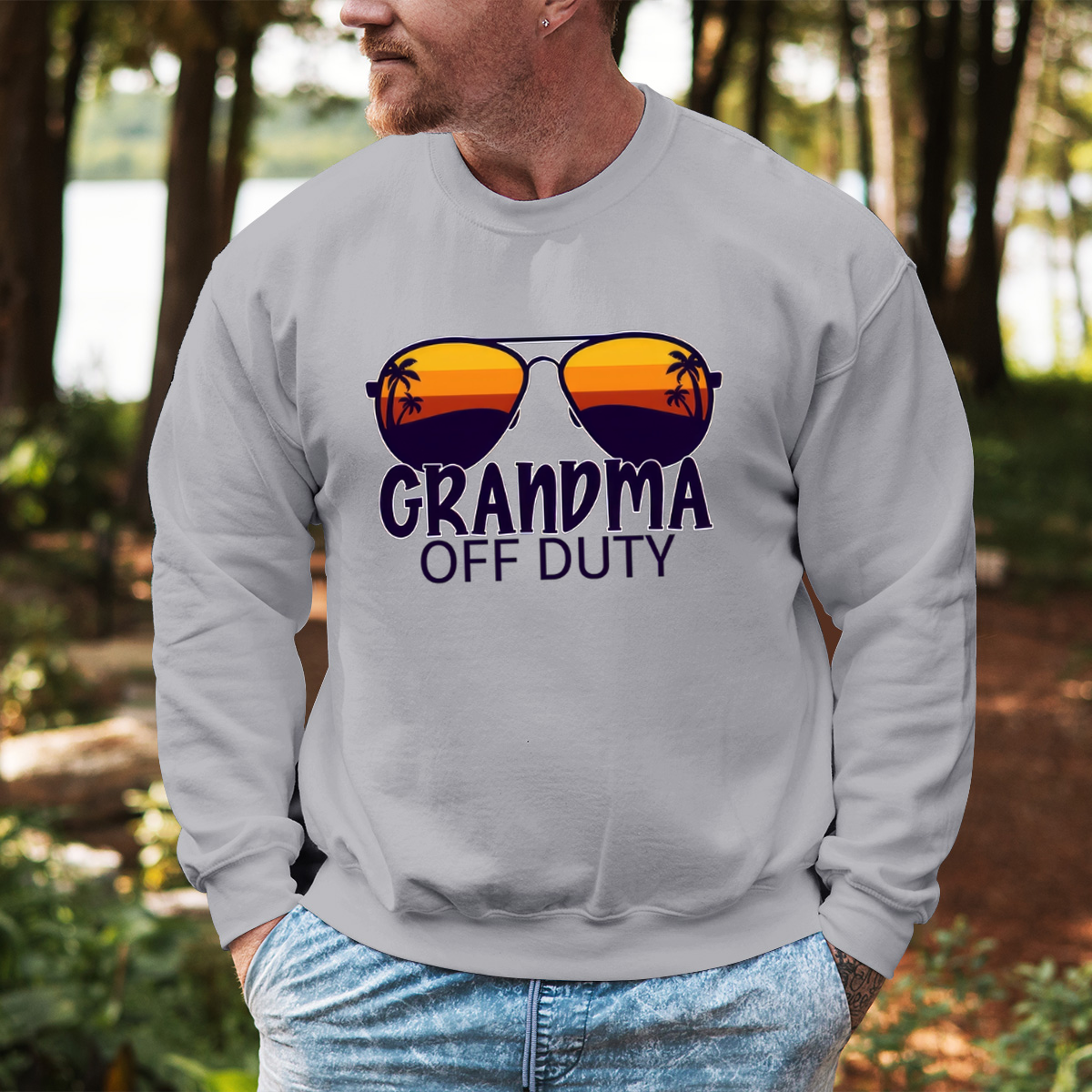 Grandpa Off Duty - Family Personalized Custom Unisex Sweatshirt - Gift For Family Members