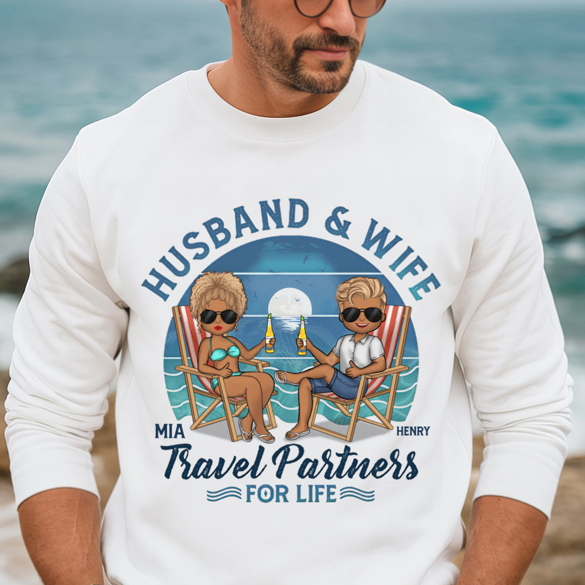 We're Travel Partners For Life - Couple Personalized Custom Sweatshirt - Gift For Husband Wife, Anniversary