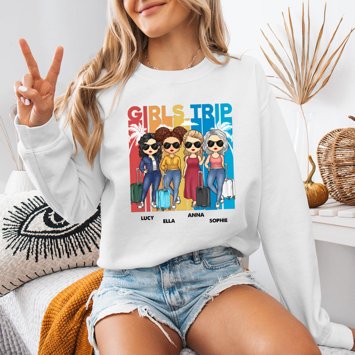 Let's Go With Us - Bestie Personalized Custom Sweatshirt - Summer Vacation, Gift For Bestie, BFF, Sisters