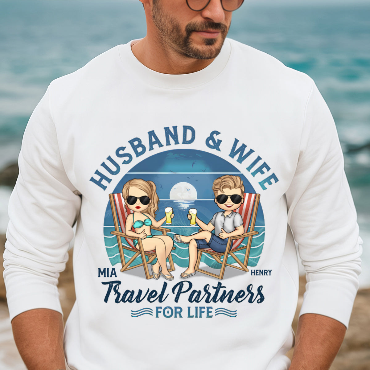 We're Travel Partners For Life - Couple Personalized Custom Sweatshirt - Gift For Husband Wife, Anniversary