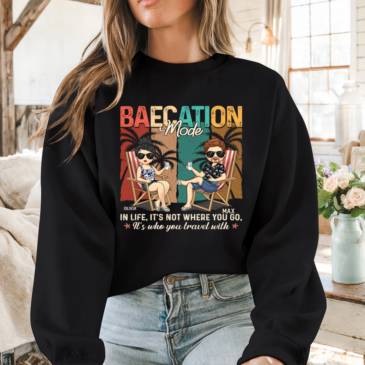In Life, It's Not Where You Go, It's Who You Travel With - Personalized Sweatshirt - Gift For Couple,usband Wife, Anniversary, Engagement, Wedding, Marriage Gift