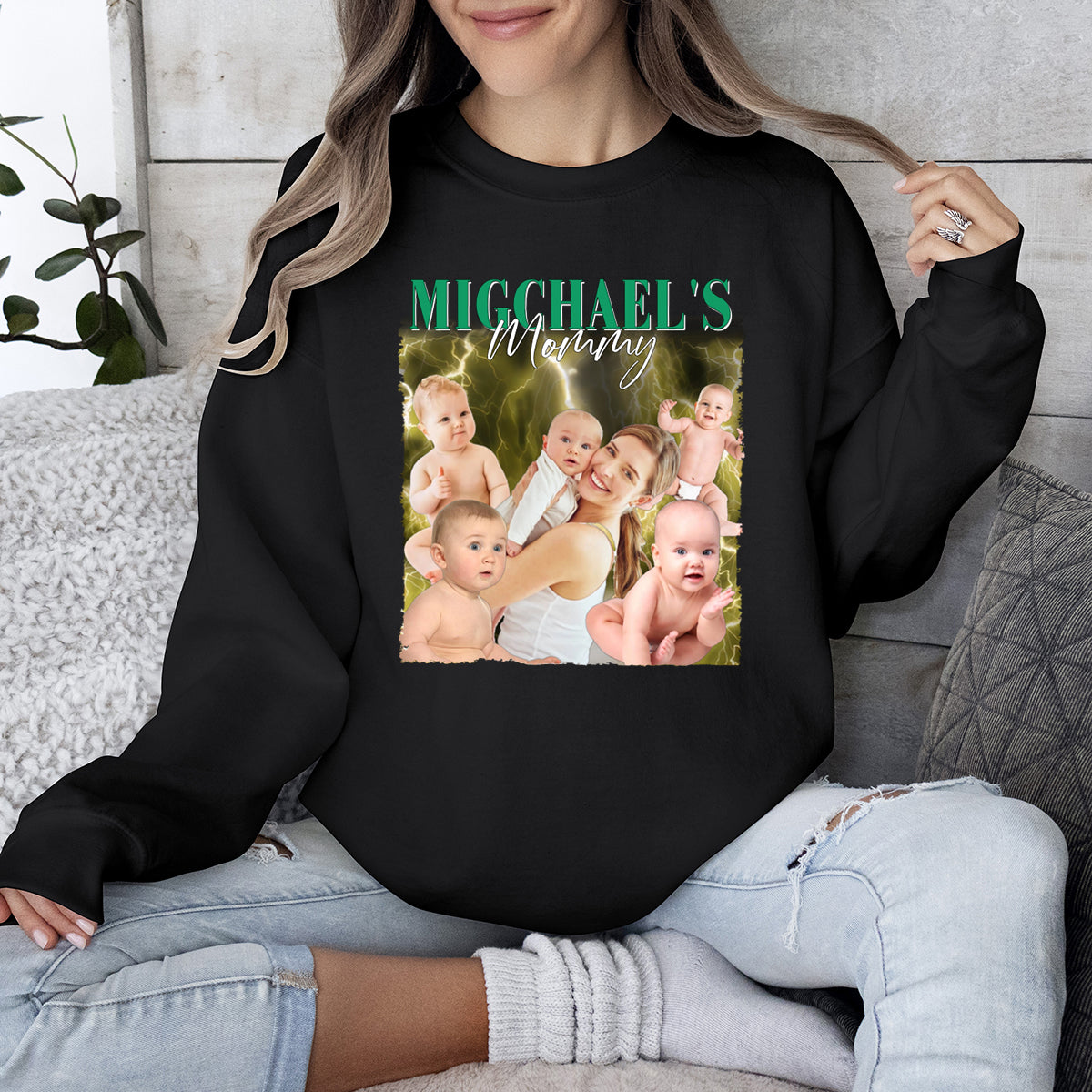 Custom Photo Mother’s Love Is Peace - Family Personalized Custom Sweatshirt - Mother's Day, Birthday Gift For Mom, Grandma