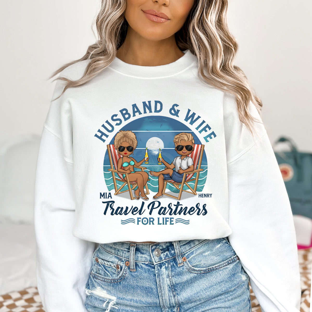 We're Travel Partners For Life - Couple Personalized Custom Sweatshirt - Gift For Husband Wife, Anniversary