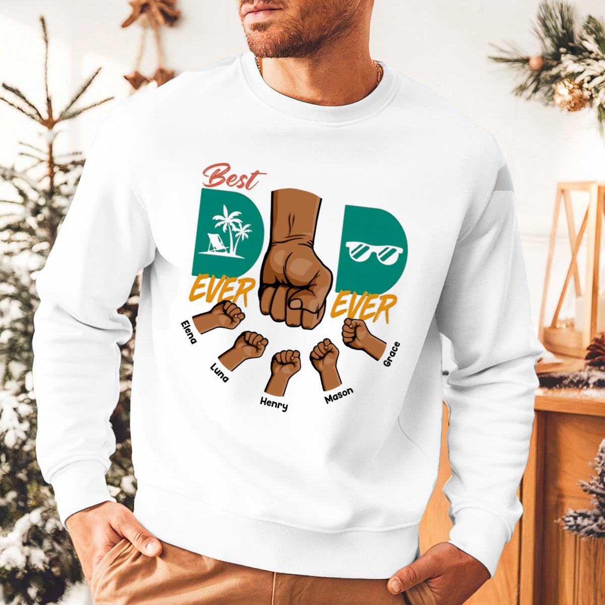 Hot Dad Summer - Family Personalized Custom Sweatshirt - Summer Vacation, Birthday Gift For Dad, Grandpa