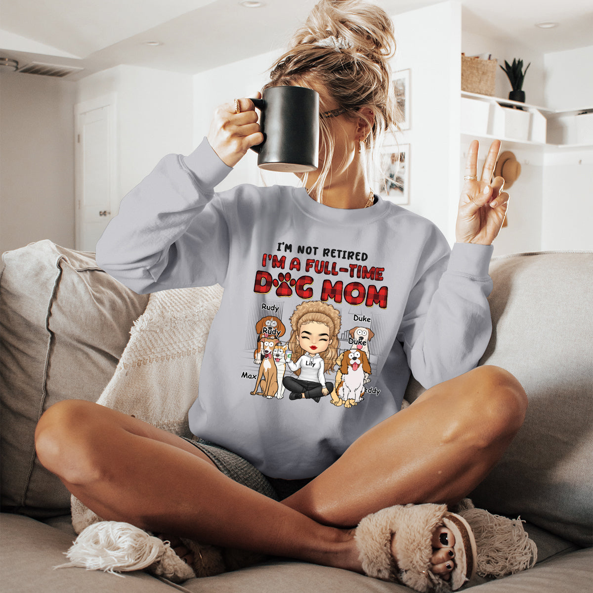 I'm Just A Full-Time Dog Mom - Dog Personalized Custom Sweatshirt - Gift For Pet Owners, Pet Lovers