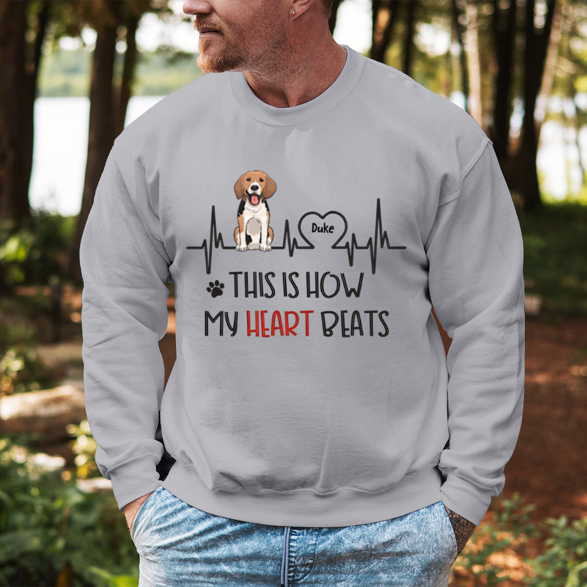 This Is How My Heart Beats Personalized Sweatshirt - Gift For Dog Lovers