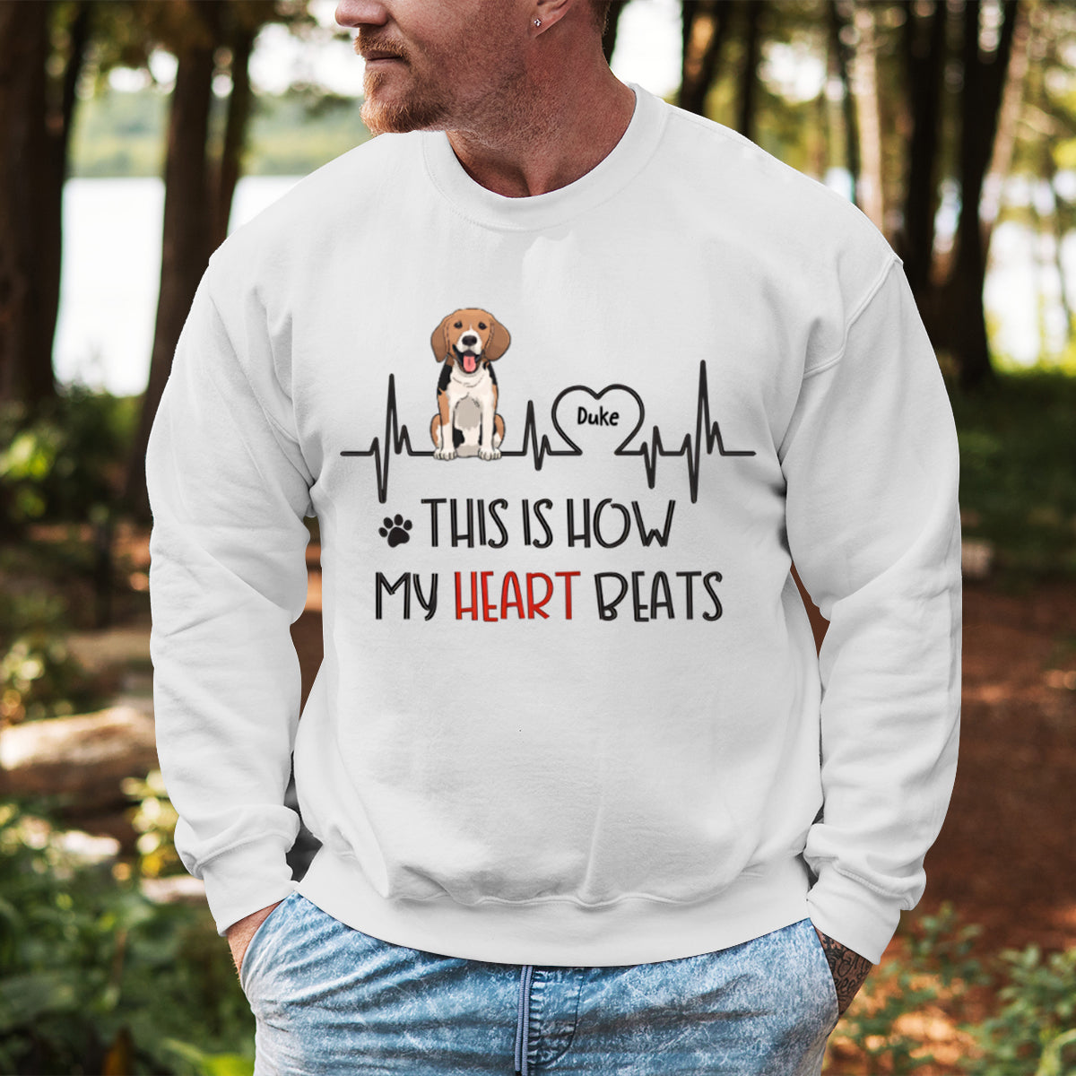 This Is How My Heart Beats Personalized Sweatshirt - Gift For Dog Lovers