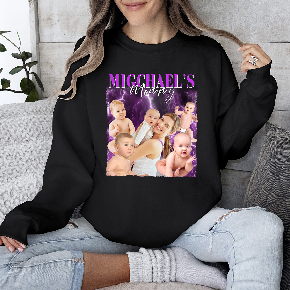 Custom Photo Mother’s Love Is Peace - Family Personalized Custom Sweatshirt - Mother's Day, Birthday Gift For Mom, Grandma