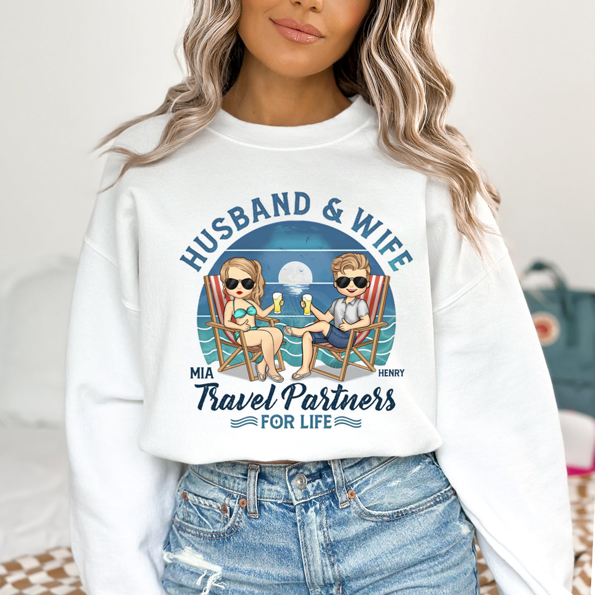 We're Travel Partners For Life - Couple Personalized Custom Sweatshirt - Gift For Husband Wife, Anniversary
