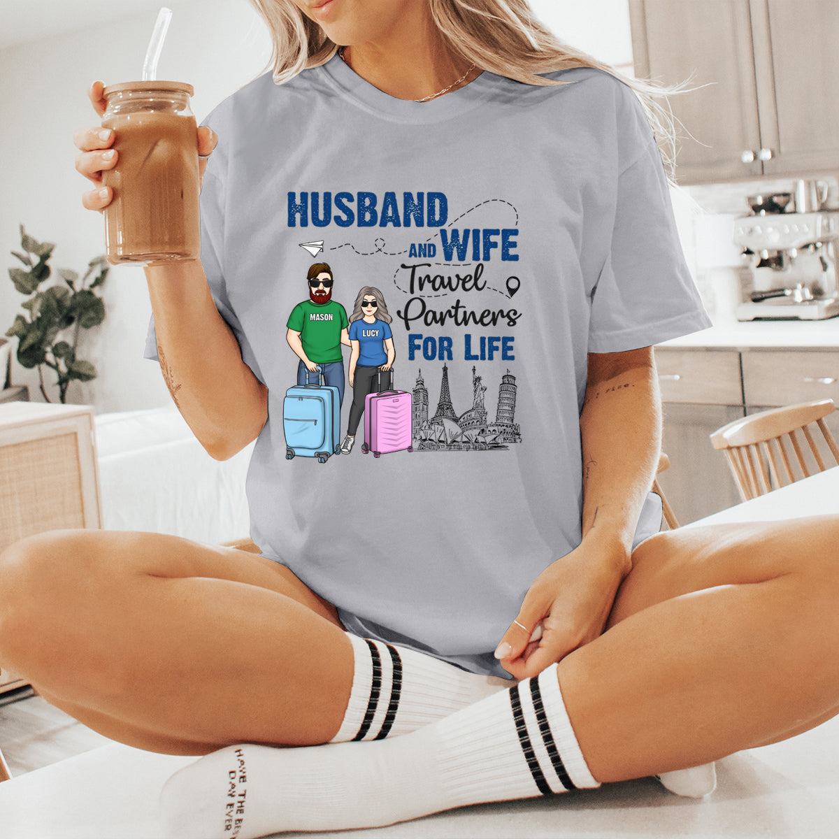 Husband And Wife Travel Partners - Personalized T-shirt - Gift For Couples, Husband Wife