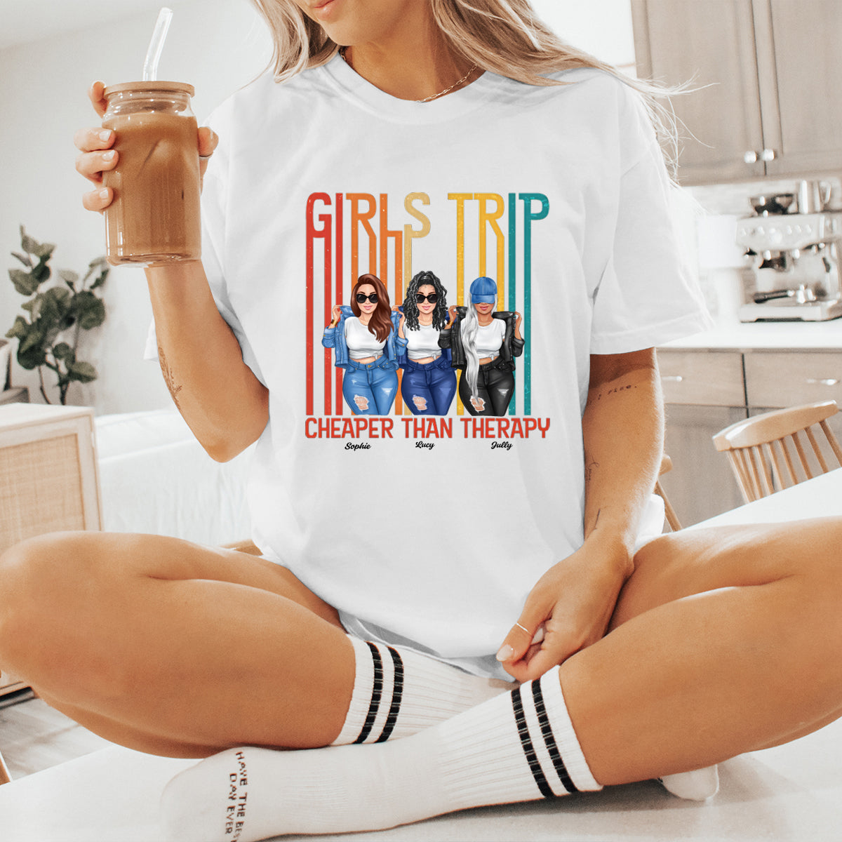 Let's Go Girls - Bestie Personalized Custom T-shirt - Summer Vacation, Gift For Bestie, BFF, Sisters