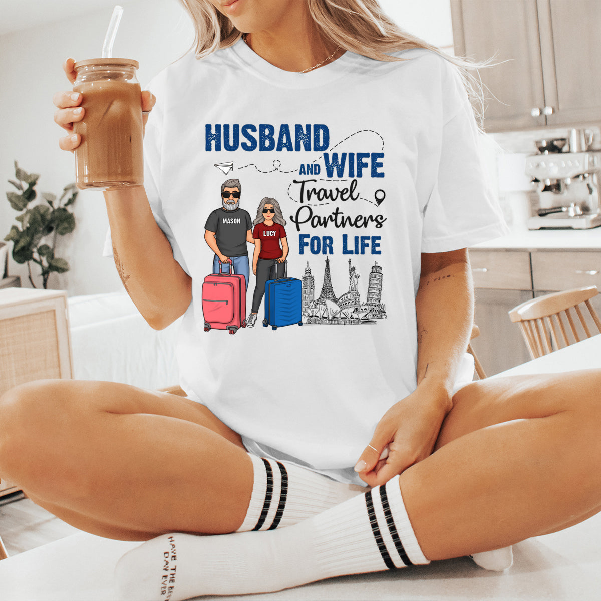 Husband And Wife Travel Partners - Personalized T-shirt - Gift For Couples, Husband Wife